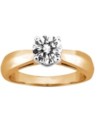 0.60 Ct Round H/I I1 Diamond 18K Yellow Gold Ring