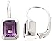 8X6MM Emerald Cut Genuine Amethyst Earrings title=