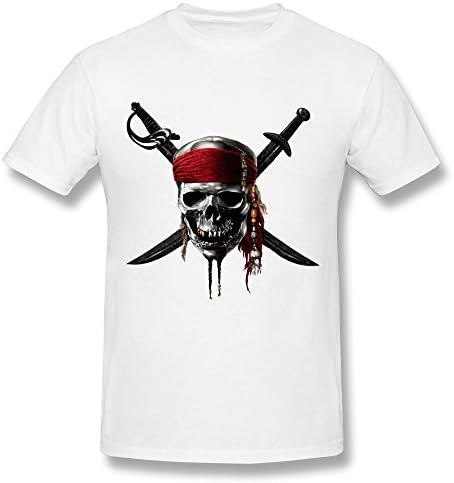 HEVANN Men's Cool Skull Pirates Of The Caribbean Shirts S White