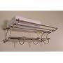 Large Brushed Satin Nickel Paris Hotel Towel Rack - Shelf Hooks
