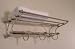 Large Brushed Satin Nickel Paris Hotel Towel Rack - Shelf Hooks