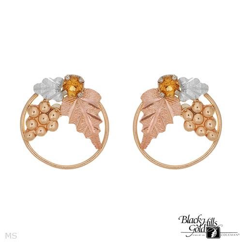 41CPo4c oJL BLACK HILLS GOLD Made in Usa Wonderful Earrings With Genuine Citrines Made of Three tone Gold   Certificate Available.