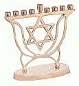 Menorah in Gold Tone Star of David