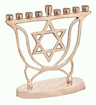 Menorah in Gold Tone Star of David
