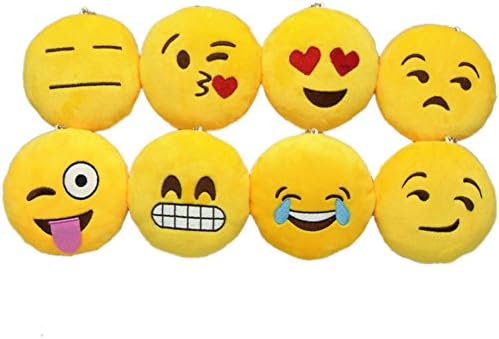 8Pcs 4" Emoji Cushion Toy,Soft Emoji Keychain Toys Gift Bag Accessory Emoji Keychain 10cm