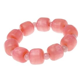Sweet Pink Chunky Beaded Resin Stretch Bangle Bracelet by Bangles
