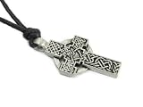 Highlander Cross for Health and Fortune, Pewter Pendant with Corded Necklace