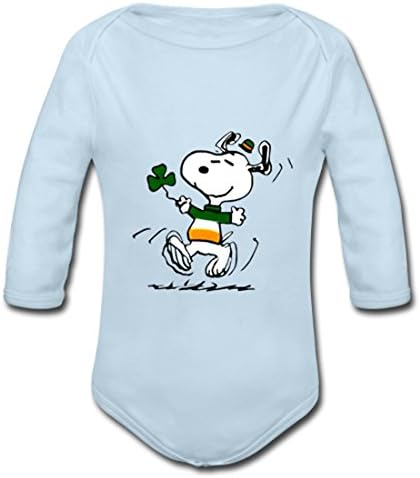 PPooqqer Peanuts Snoopy's Dog Figure I love Baby Powder Organic Long Sleeve One Piece 6M LightBlue