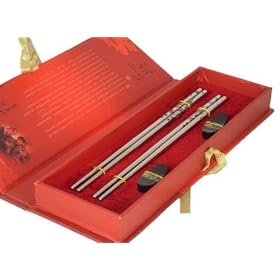 Buy 4 (2 pairs) Silver Chopsticks & Holders Set In Gift Box now!