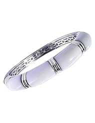 Sterling Silver 7.25 Inch White Enamel Bangle