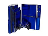 PlayStation 3 Skin (PS3) - NEW - BLUE CHROME MIRROR system skins faceplate decal mod