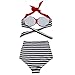 Cocoship Retro 50s Black Stripe Polka Dot Vintage High Waisted Bikini Swimsuit(FBA)