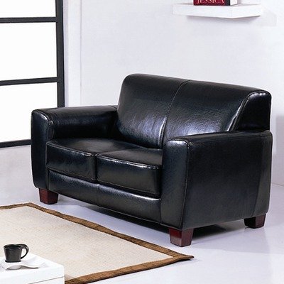 Lucas Leather Match Loveseat Upholstery: Black