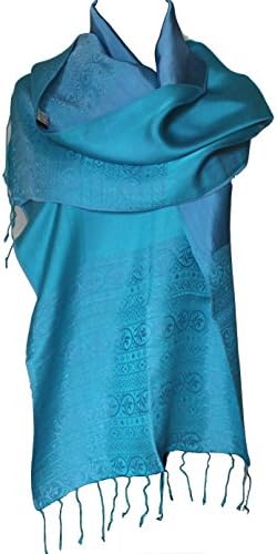 Fandori Satin Silk Scarf/shawl with a Subtle Complementin and Contrasting Color