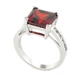 Classic Solitaire Ring w/Princess Garnet CZ & pavé