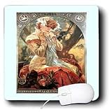 Florene Art Deco and Nouveau - Alphonse Muchas Pretty Lady With Fancy Silver Frame - Mouse Pads