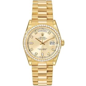 Rolex Oyster Perpetual Day-Date 18kt Yellow Gold Diamond Mens Watch 118348
