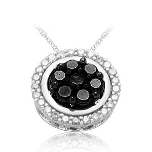 Buy 10k White Gold Black and White Diamond Center Cluster Pendant (1 2 cttw, I-J Color, I3 Clarity),... by Amazon.com Collection