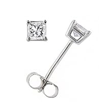 Hot Sale 10k White Gold Princess-Cut Diamond Studs (1/4 cttw, J-K Color, I2-I3 Clarity)