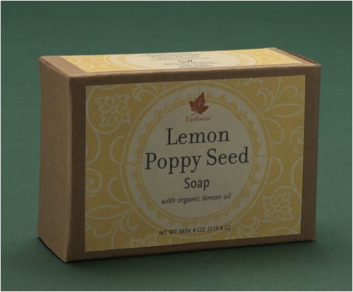 All Natural Lemon-Poppy Seed Soap with Cocoa and Mango Butters, Handmade