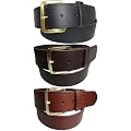 Plain Leather Belt - Black, Tan or Brown - Sizes: 29" - 45" - Smooth Grain Coated Leather Finish