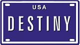 DESTINY USA MINI METAL EMBOSSED LICENSE PLATE NAME FOR BIKES, TRICYCLES, WAGONS, KIDS DOORS, GOLF CARTS, BABY STROLLERS, PEDAL CARS. OVER 400 NAMES AVAILABLE. TYPE IN NAME USA PLATE IN SEARCH. YOUR NAME WILL SHOW UP.