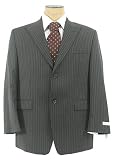 Review Calvin Klein  / Calvin Klein Mens Single Breasted 2 Button Charcoal Gray Pinstripe Wool Suit - Size 44L
