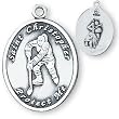 Sterling Silver Saint Christopher Ladies-Girls Ice Hockey Medal and 18-inch Chain