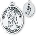Sterling Silver Saint Christopher Ladies-Girls Ice Hockey Medal and 18-inch Chain