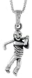 Sterling Silver Lady Golfer Charm, 1" (25mm).
