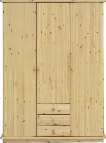 Steens 2523080819 Kleiderschrank Romo 208 x 156 x 60 cm Kiefer massive, natur lackiert mit glatten Fronten