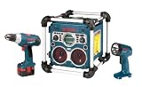 Tools : Bosch CPK-2PB Power Box Radio with CD plus 14.4V Brute Tough Drill Driver & Flashlight