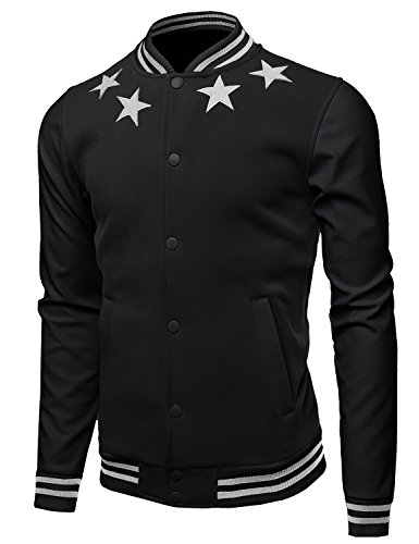 Youstar Men's Varsity wool and Faux leather Sleeve Contrast Stadium Jacket