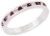 Sterling Silver Eternity Band, w/ February Birthstone, Amethyst Crystal, 1/8 (3mm) wide