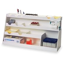 TrippNT 50377 White PVC Plastic BenchBooster Workstation, 21 Compartments, Extra Large, 30" Width x 16" Height x 10" Depth