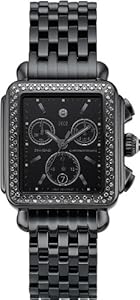 Michele Woman's MWW06A000679 Deco Noir Diamond Stainless Steel Black IP Bracelet Watch
