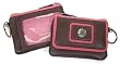 Brown & Pink Collegiate ID key ring wallet w/ Silver Emblem