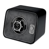 Wolf Designs Black Genuine Leather Travel Watch Rotator #452402