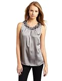 Ak Anne Klein Women's Sleeveless Blouse with Petal Neckline