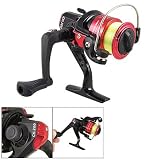 Gear Ratio 5.2:1 Folding Handle Fishing Spinning Reel Burgundy Black w Line