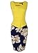 Fantaist Women's Keyhole Neck Floral Print Cotton Peplum Bodycon Office Dress