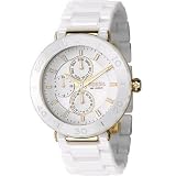 Fossil Women's CE1004 White Ceramic and Gold Bracelet White Analog Dial Multifunction Watch