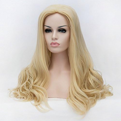 25.6"pale Gold Long Wavey Sexy Curls Wig Halloween Masquerade Cosplay Hair