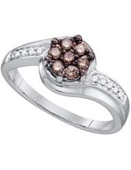 0.34CT COGNAC DIAMOND FLOWER RING