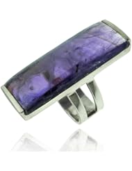Sterling Silver Large Cabochon Purple Amethyst Gemstone Ring, Birthstone of February