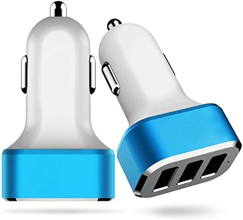 Car Charger, Cyberteck 3-Port 4.1A(2.1A 1A 1A) Aluminum Panel Compact Designed Rapid USB Car Charger for iPhone 6 6 Plus iPhone 5/5s/5c iPhone 4 4S iPad 1 2 3 iPad mini iPad Air iPod 5th iPod classic iPod nano iPod touch Samsung Galaxy Smartphones Samsung Tablets Motorola HTC Asus Huawei Cellphones Android Smartphones Tablet Pc Gopro Ebooks e-Reader MP3 Player GPS and More Digital Devices with 5V Input [ONE Year Warranty] (White & Blue)