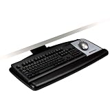 Keyboard Tray with Lever Adjust Arm, 17-3/4 Inch Track, Gel Wrist Rest, Black