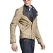 DOUBLJU Mens Casual Rider coloration FAUX Leather Jacket(GJ11)-BEIGE-Asian-2XL