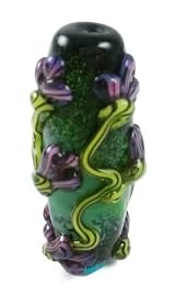 Midnight Garden Lampwork Focal Bead Flowers on Black