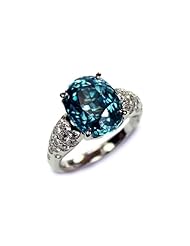9.12cts Blue Zircon 18K White Gold and Diamond Ring